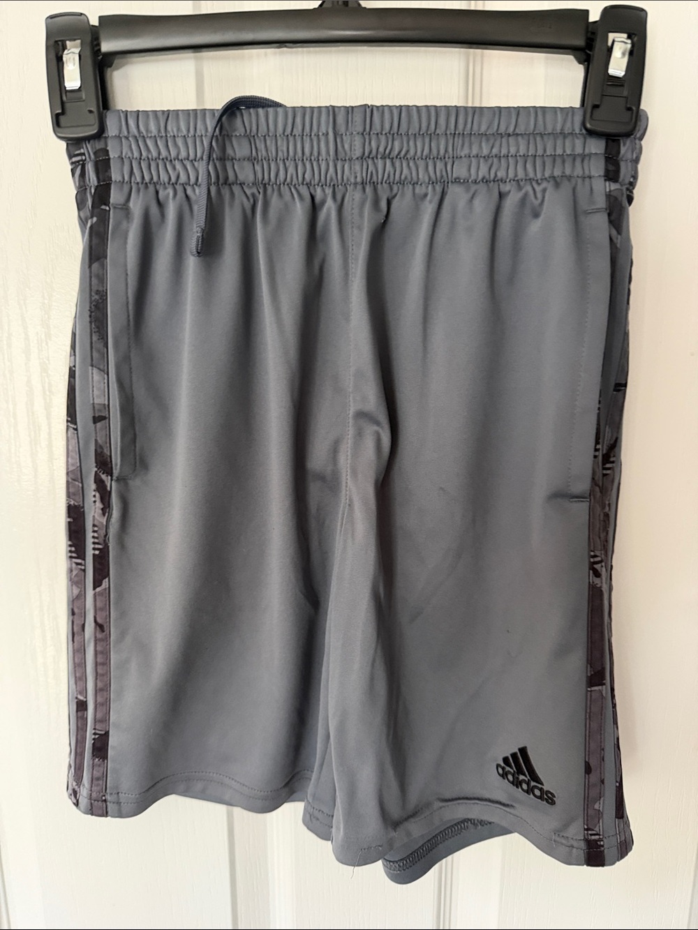 adidas Gray Boys' Athletic Shorts with Camo Side Stripes